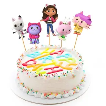 Set per Decorazione Torta Gabby's Dollhouse con 5 Topper Picks e Candelina