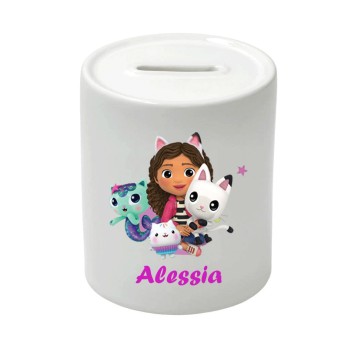 Salvadanaio in Ceramica Gabby's Dollhouse personalizzabile