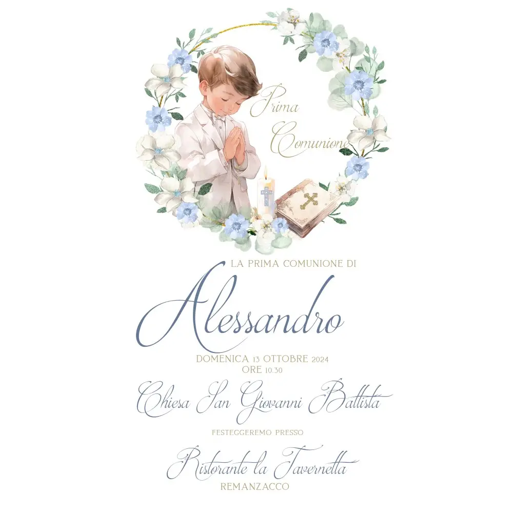 Inviti Personalizzabili Prima Comunione Romantic boy 20 pz.