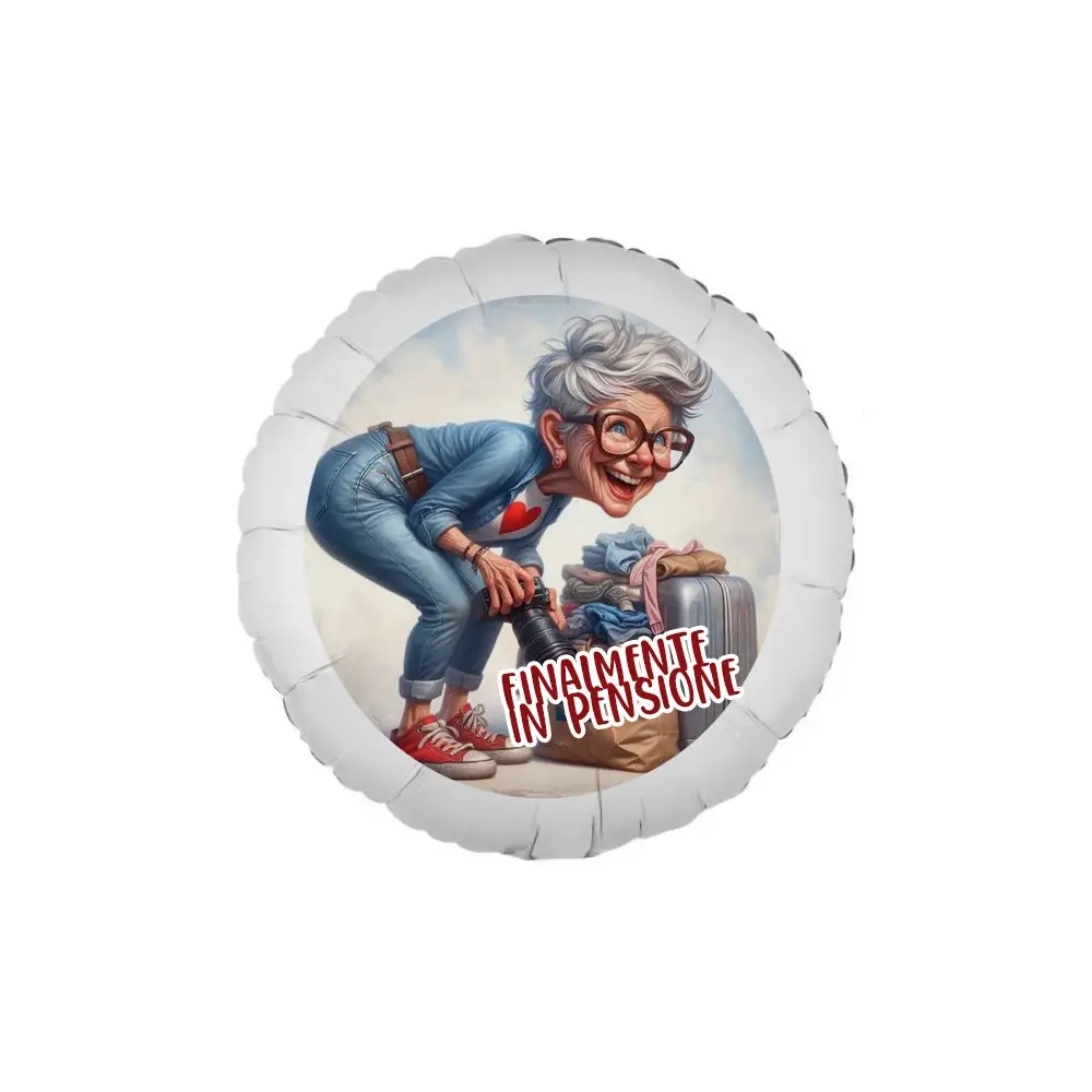 Palloncino Finalmente in pensione personalizzabile