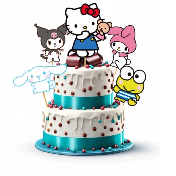 Set decorazione Torta Hello Kitty 5 Topper Picks e Candelina