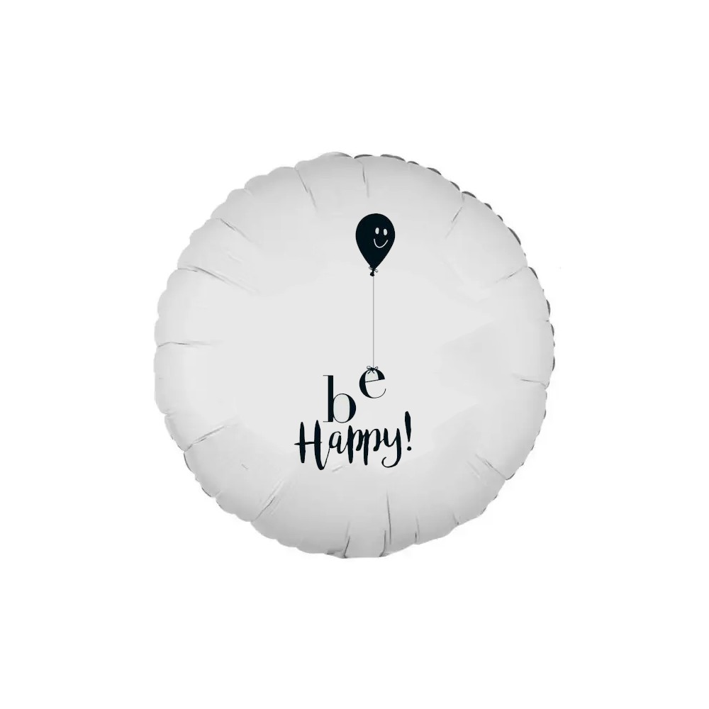 Palloncino tondo con stampa " be happy" - 43 cm