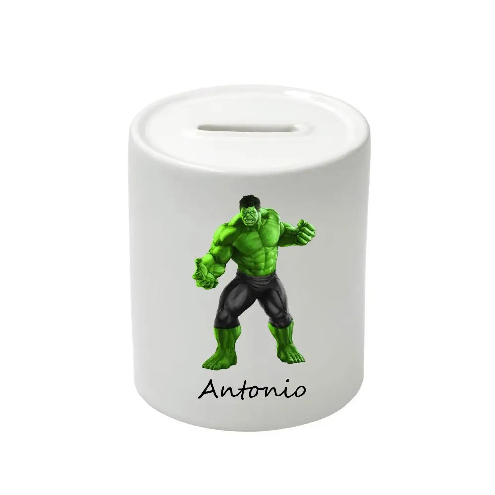 Salvadanaio in Ceramica Hulk personalizzabile