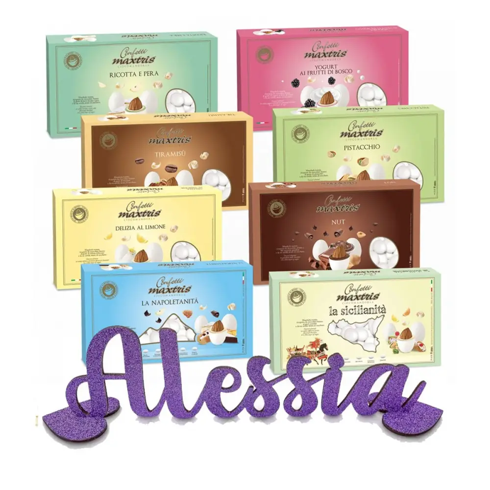 Confetti Maxtris 5 kg + Scritta in legno Glitterata personalizzabile