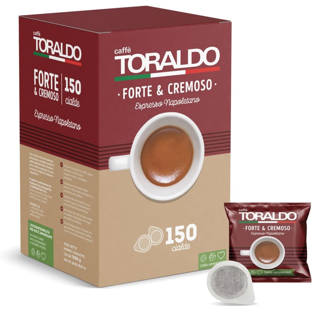 Set regalo Cialde 150 pz Caffè Toraldo forte e cremoso + 2 tazzine personalizzabili