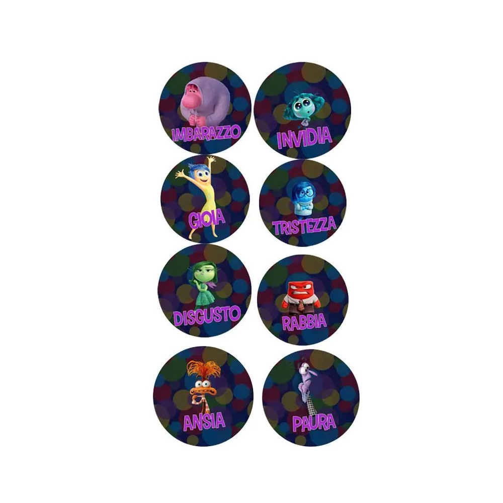 Adesivo tondo Inside out 2 - 3,5 cm -1pz