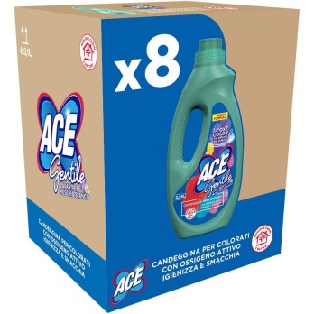 ACE Gentile Candeggina Delicata, Profumazione Lavanda e Muschio Bianco 8 Flaconi x 0,95 Litri