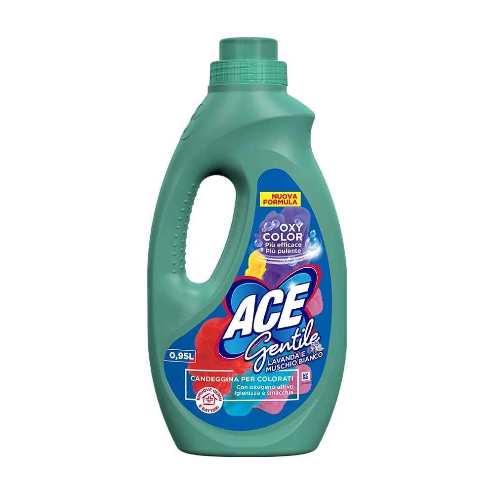 ACE Gentile Candeggina Delicata, Profumazione Lavanda e Muschio Bianco 8 Flaconi x 0,95 Litri
