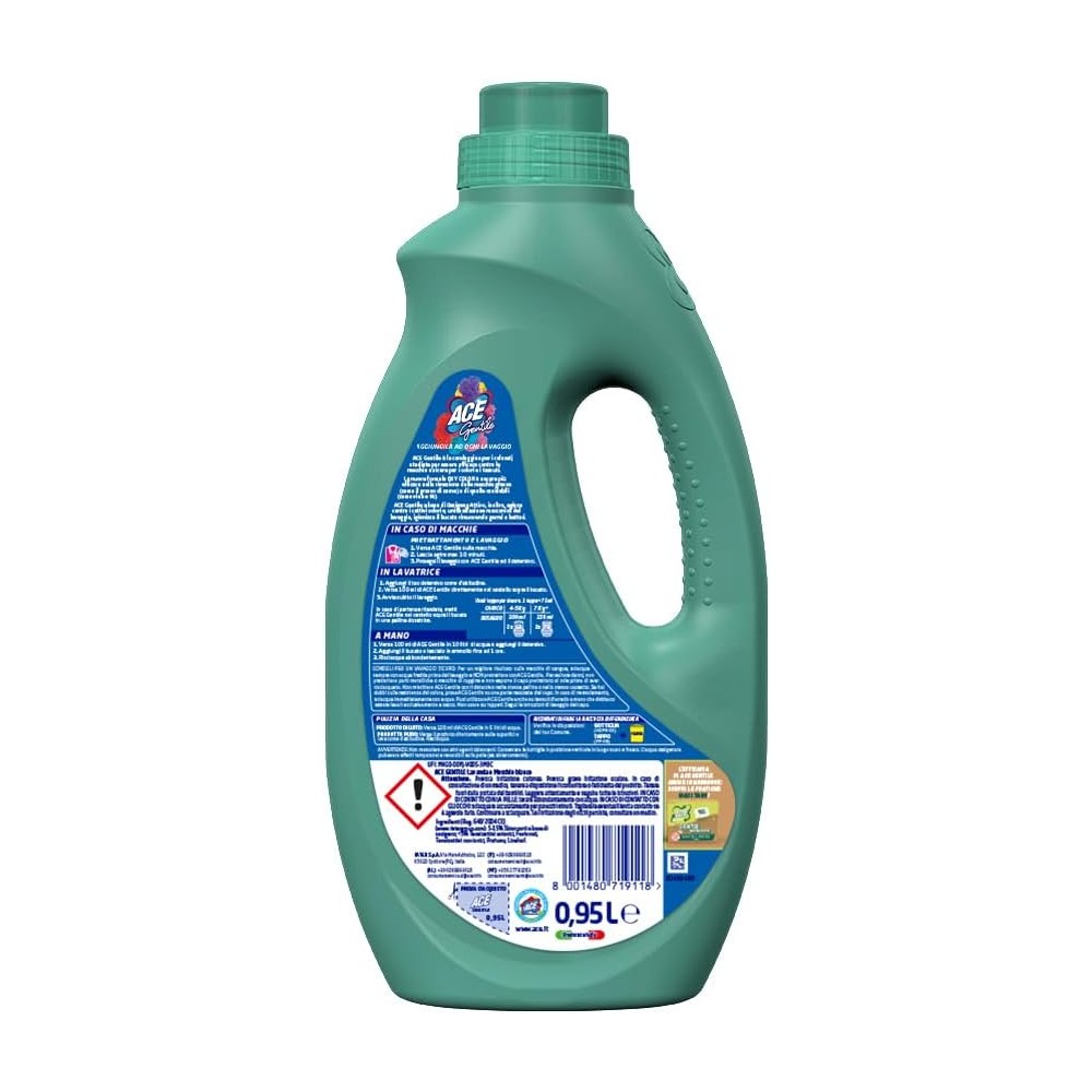 ACE Gentile Candeggina Delicata, Profumazione Lavanda e Muschio Bianco 8 Flaconi x 0,95 Litri