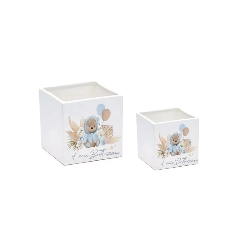 Vaso Orsetto Pampas Celeste personalizzabile - 6 pz