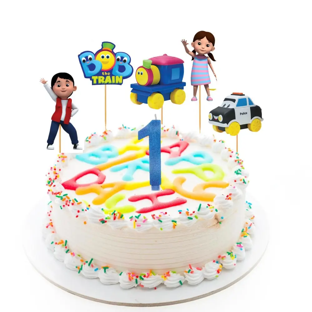 Cake Topper Picks Bob il treno 5pz con candelina