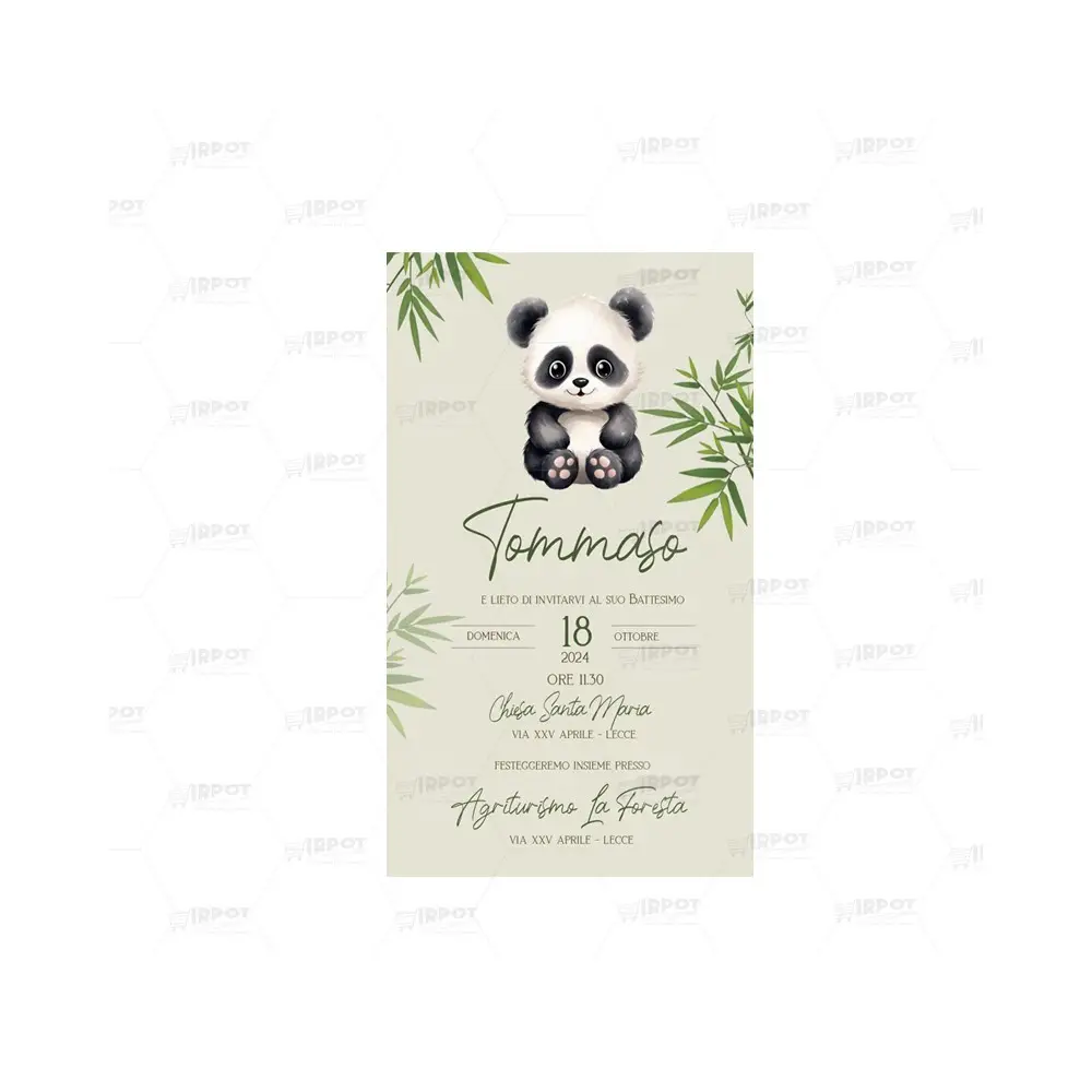 Inviti Personalizzabili Panda  - 20 pz