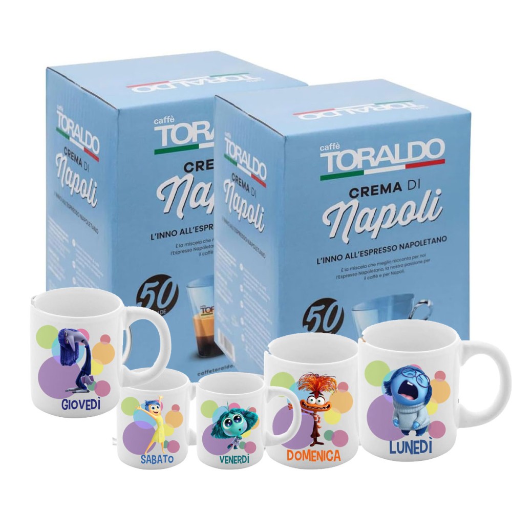 set regalo 2 conf. 50 Cialde Caffè Toraldo + 2 tazzine Inside out personalizzabili