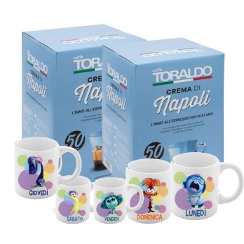 set regalo 2 conf. 50 Cialde Caffè Toraldo + 2 tazzine Inside out personalizzabili