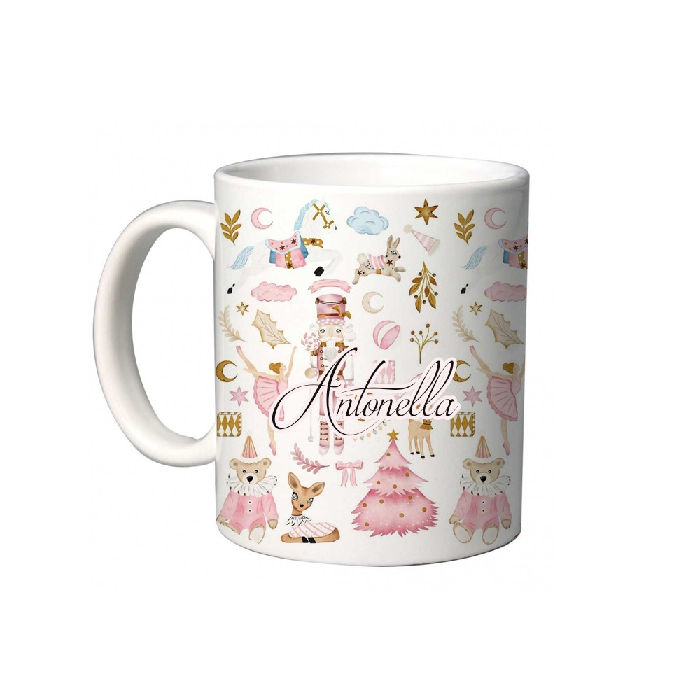 Tazza Natalizia Personalizzabile con addobbi rosa