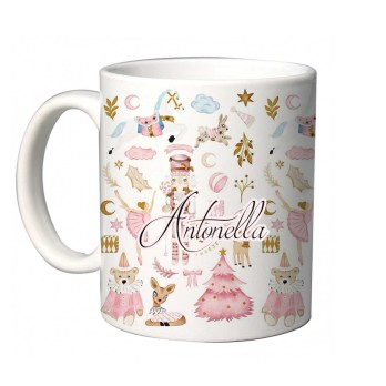 Tazza Natalizia Personalizzabile con addobbi rosa