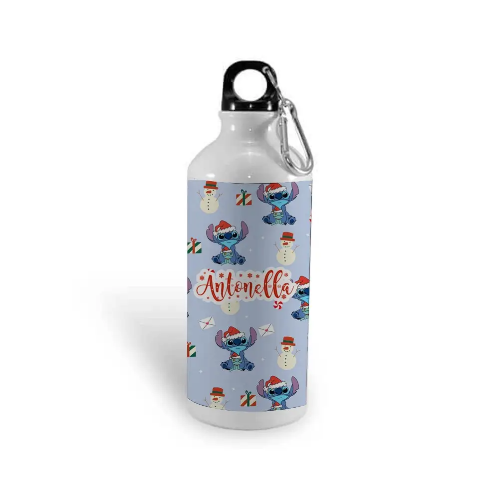 Borraccia in Alluminio Personalizzabile Natalizia con Stitch