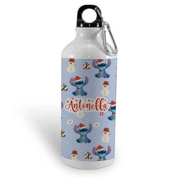 Borraccia in Alluminio Personalizzabile Natalizia con Stitch