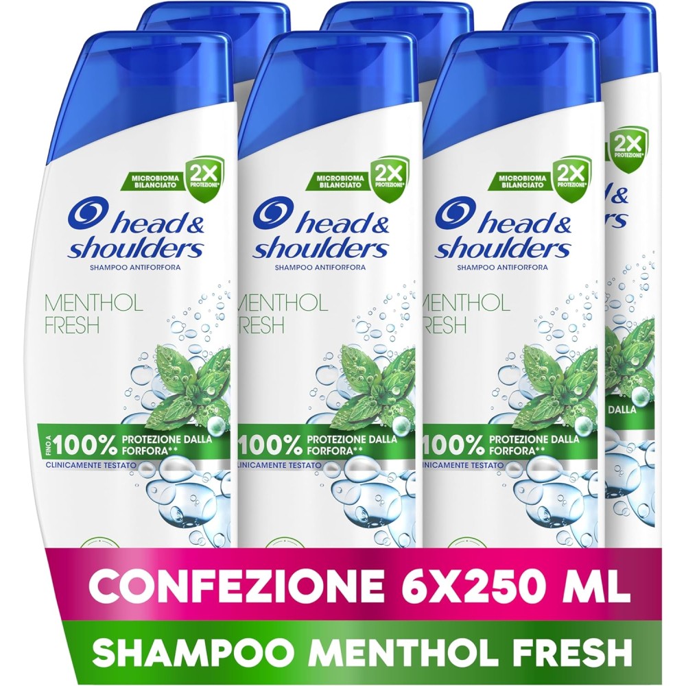 Head & Shoulders Shampoo Antiforfora Menthol Fresh 6 X 250ml