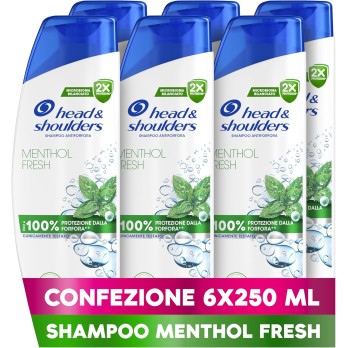 Head & Shoulders Shampoo Antiforfora Menthol Fresh 6 X 250ml