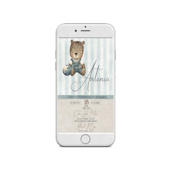 Invito Digitale a tema Orsetto Vintage