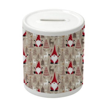 Salvadanaio in Ceramica Natalizio con simpatici gnomi
