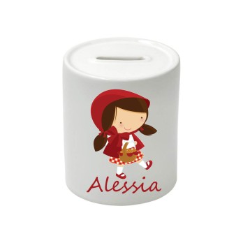 Salvadanaio in Ceramica personalizzato Cappuccetto Rosso