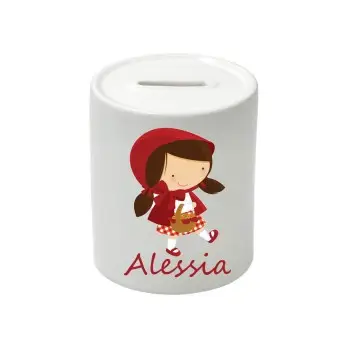 Salvadanaio in Ceramica personalizzato Cappuccetto Rosso