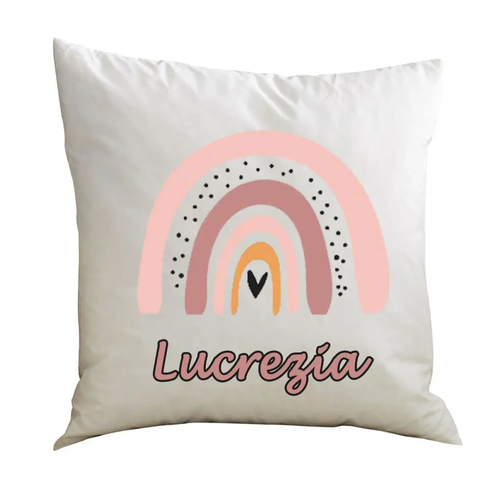 Cuscino Arcobaleno boho Rainbow rosa personalizzabile - 1 pz