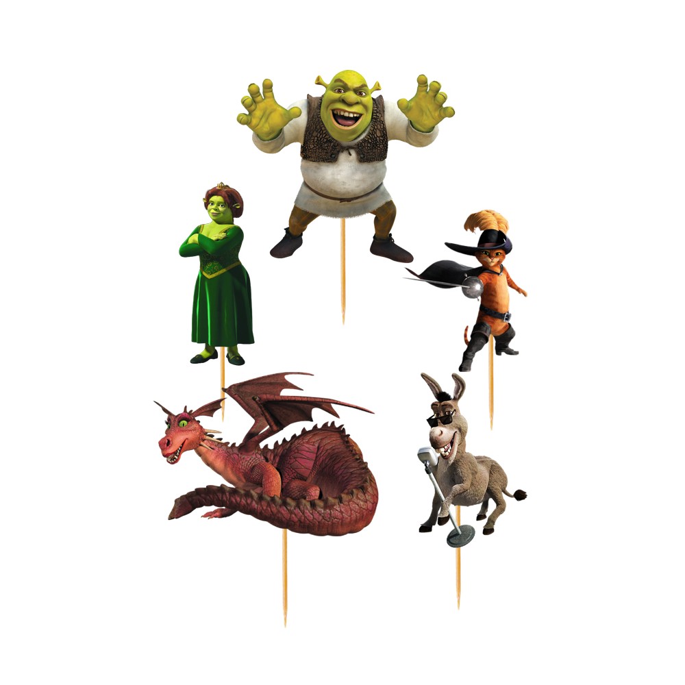 Cake Topper Picks Shrek 5pz con candelina