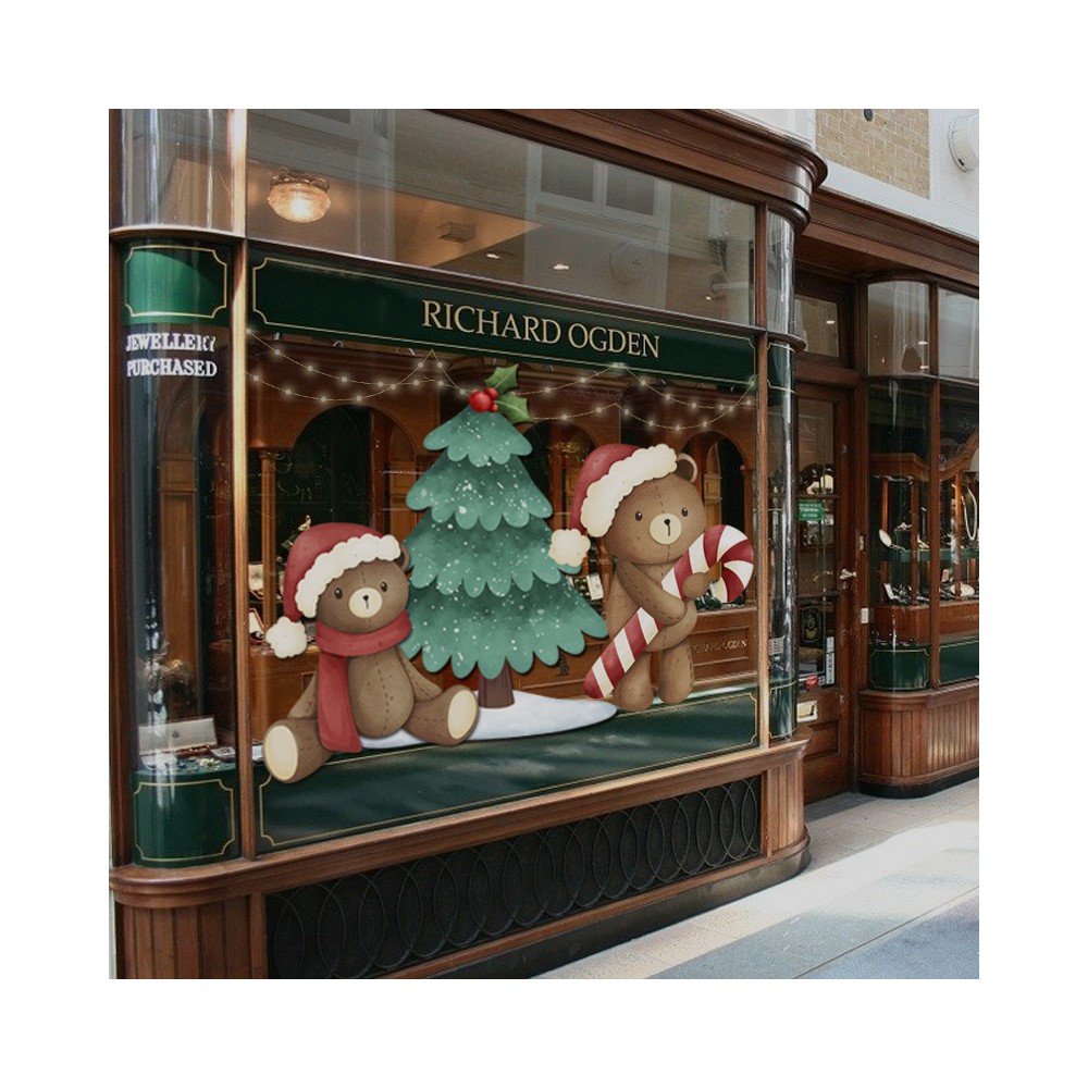 Sagoma Decorativa Orsetto natalizio con candy cane - 85 cm