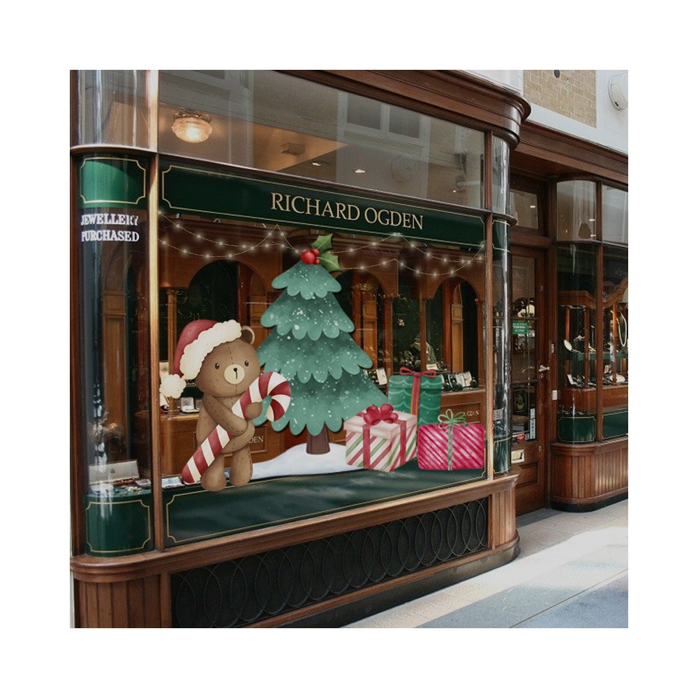 Sagoma Decorativa Orsetto natalizio con candy cane - 50 cm