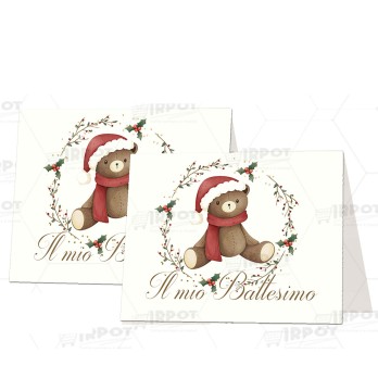 Targhetta Segnaposto Battesimo Orsetto natalizio - 1 PZ