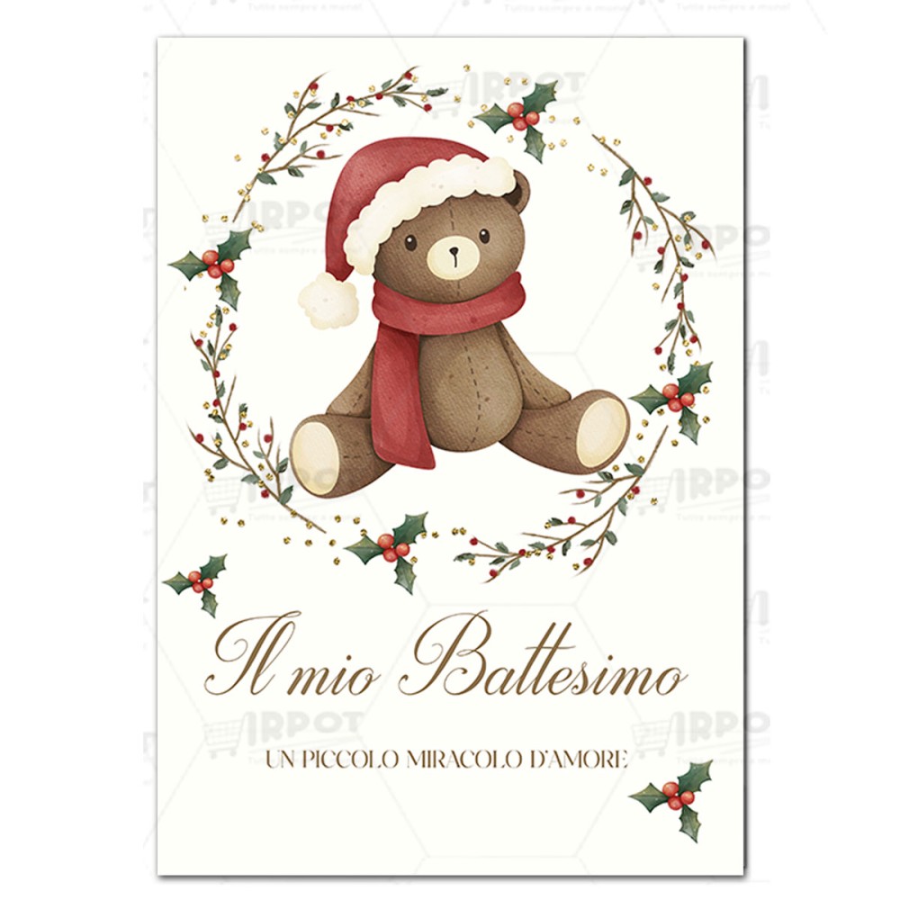 Cartellone di benvenuto Battesimo Orsetto Natalizio - 2 pz