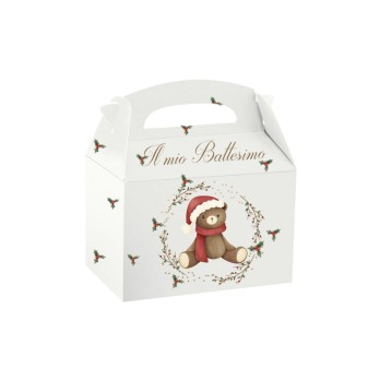 Box Battesimo Orsetto Natalizio caramelle e pop corn - 20 pz