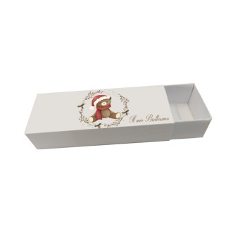 Scatolina portaconfetti Fiammifero Battesimo Orsetto Natalizio - 50 pz