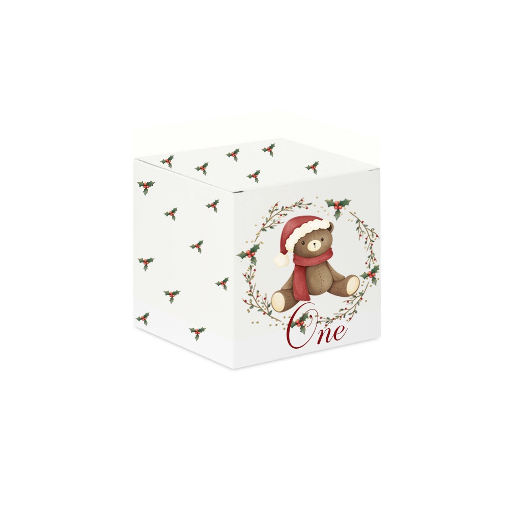 Scatolina Cubetto primo compleanno Orsetto Natalizio - 20 pz