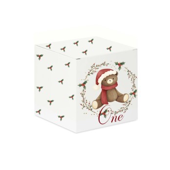 Scatolina Cubetto primo compleanno Orsetto Natalizio - 50 pz