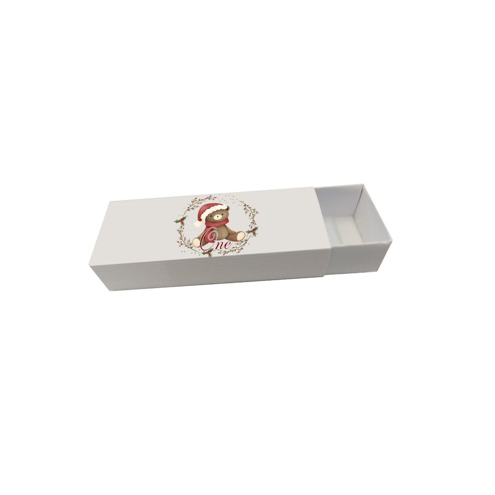 Scatolina portaconfetti Fiammifero primo compleanno Orsetto Natalizio - 20 pz
