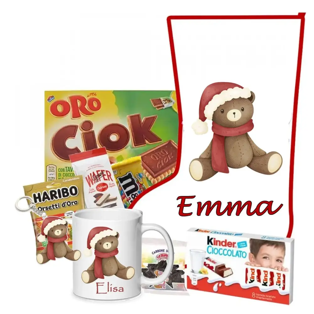 Calza Della Befana Orsetto Natalizio Personalizzabile kit Fai da te