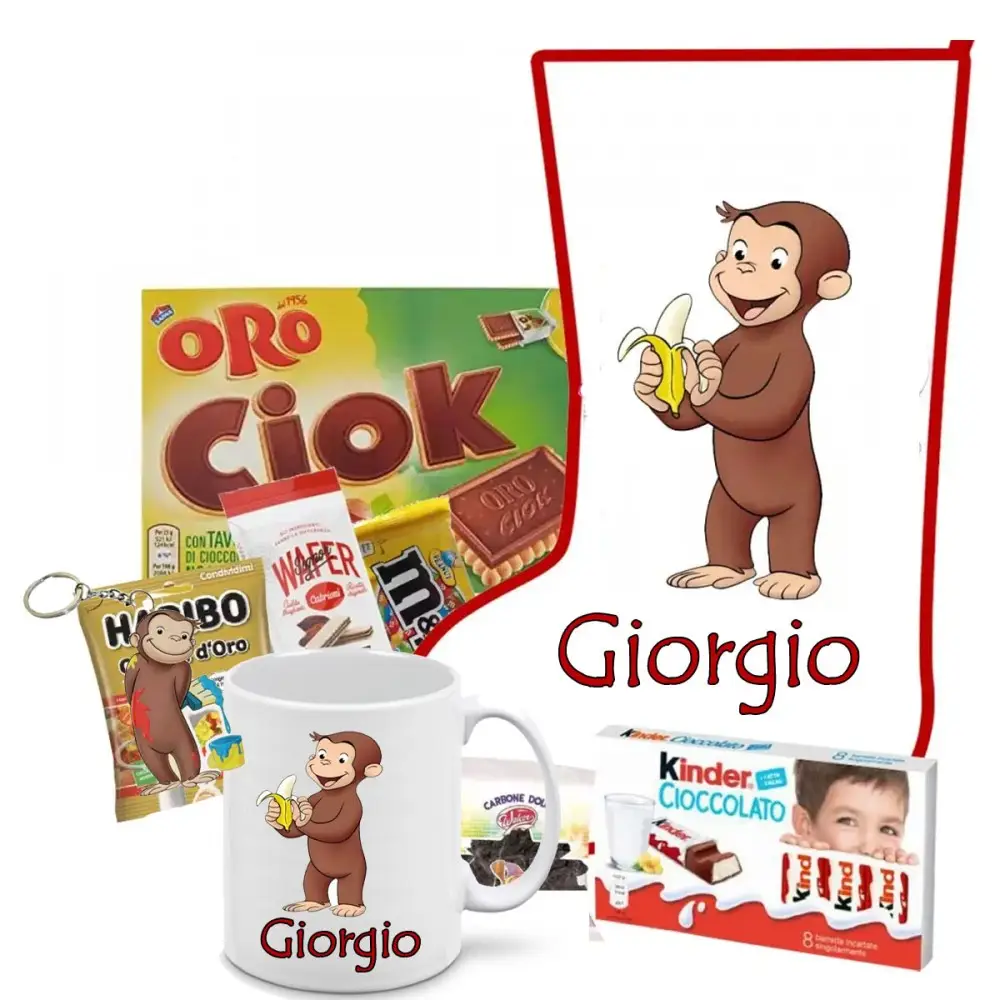 Calza Della Befana Curioso come George Personalizzabile kit Fai da te