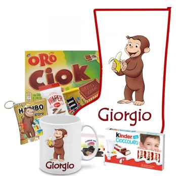 Calza Della Befana Curioso come George Personalizzabile kit Fai da te