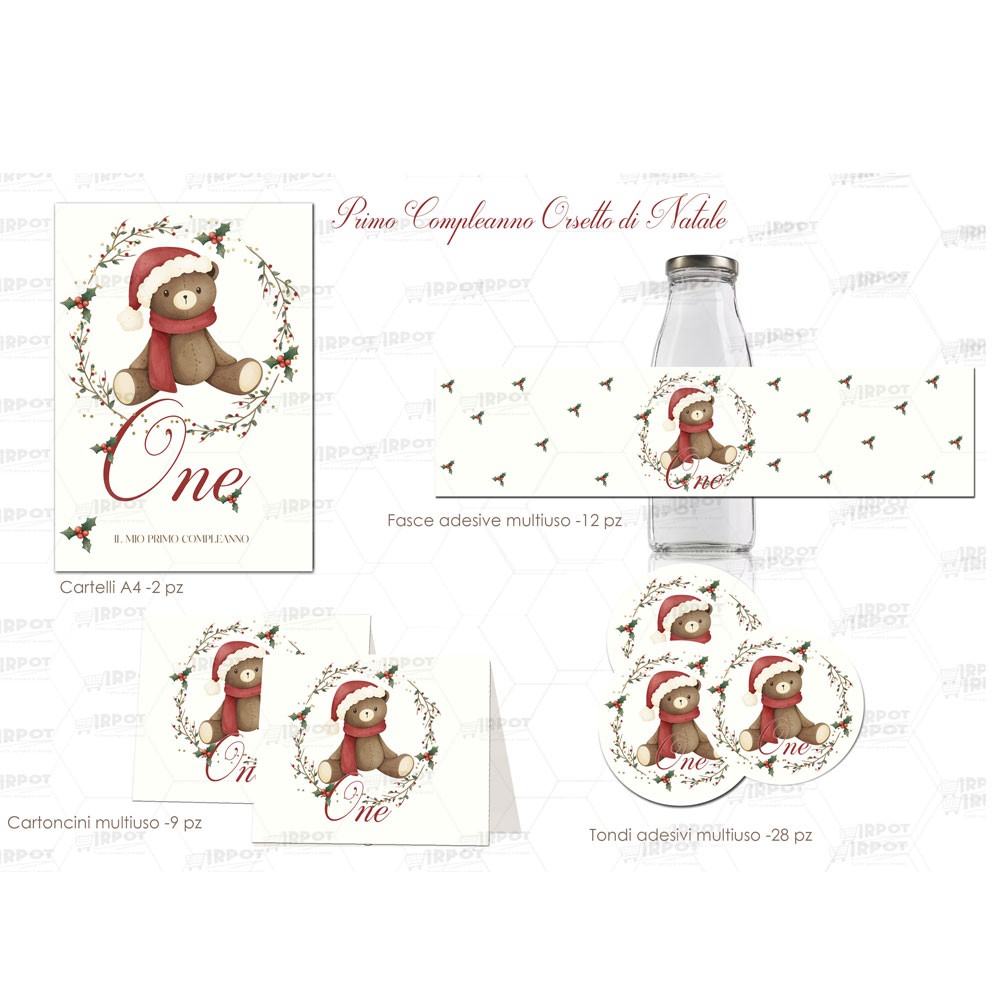 Festa di carta Orsetto Natalizio per primo compleanno
