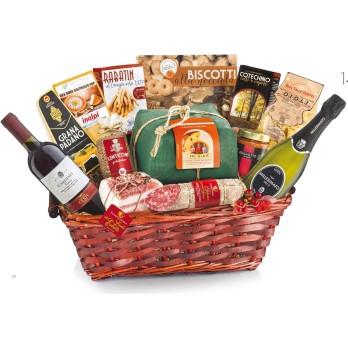 Cesto Regalo Natalizio "DI COLLINA" con Specialità Gastronomiche Selezionate 14 pezzi