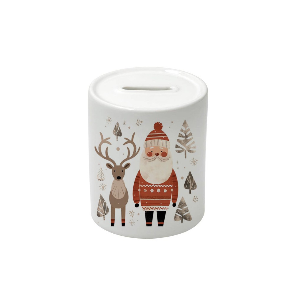 Salvadanaio in Ceramica natalizio Babbo natale e renna