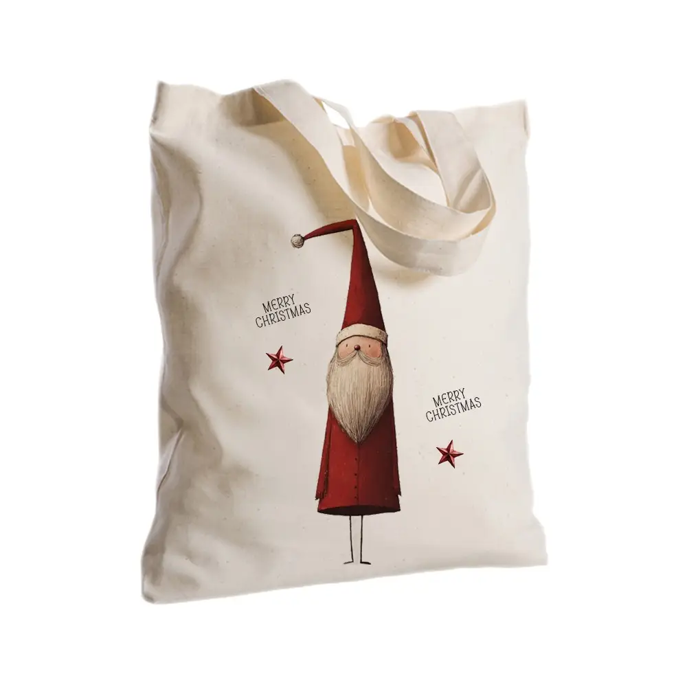 Borsa Shopper in Tessuto con Babbo Natale 2 pz