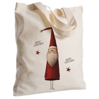 Borsa Shopper in Tessuto con Babbo Natale 2 pz