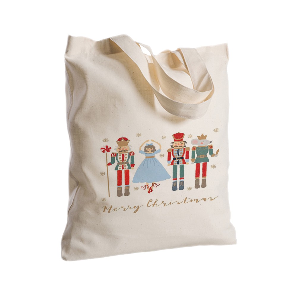 Borsa Shopper in Tessuto con soldatini natalizi 2 pz