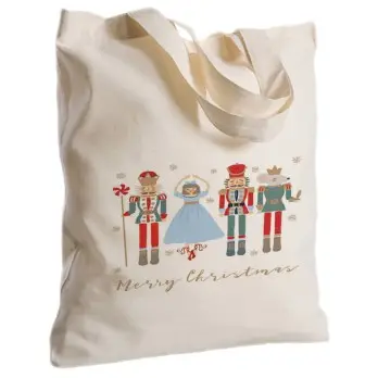 Borsa Shopper in Tessuto con soldatini natalizi 2 pz