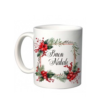 Tazza Buon Natale con bacche e rami